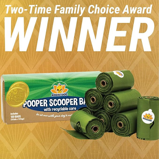 Bodhi Dog Pooper Scooper Bags with Core - 120 Thick Leak-Proof Pet Waste Bags, Fits Standard 6-Inch Scoops, Durable & Easy to Use for Dogs, Suitable for Pet Waste Cleanup