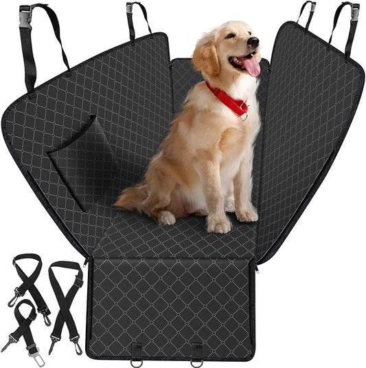 Dog Car Seat Cover for Back Seat with Storage Pocket Dog Hammock Protects Against Dirt Seat Covers for Cars Scratch Prevention Fits for SUVs and Trucks 54"x 58", Black