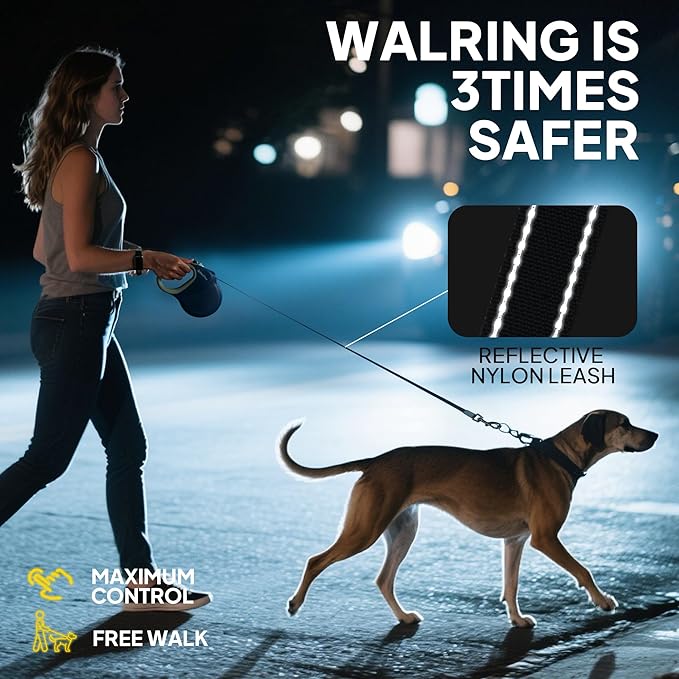 PetiFine Upgraded Retractable Dog Leash 26FT, Heavy Duty Pet Walking Lead for Large Dogs up to 110lbs, Anti-Twist Reflective Dog Leash with Anti-Slip Soft Grip, One-Handed Brake