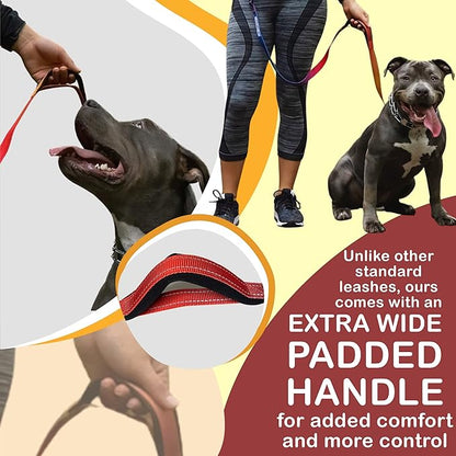 Hands-Free Leash for Small to Large Dogs 5ft - Heavy Duty Adjustable Waist Belt, Padded Handles, Reflective Stitching, Satin Carry Bag for Walking, Running, Hiking