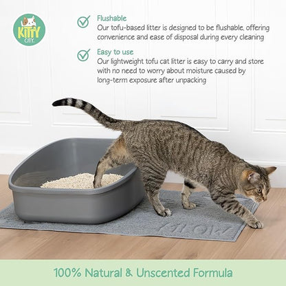 Kitty City pH Detecting Tofu Cat Litter, 100% Natural Plant-Based Formula, Fast Clumping, Low Dust, Flushable & Super Absorbent, 6 lb