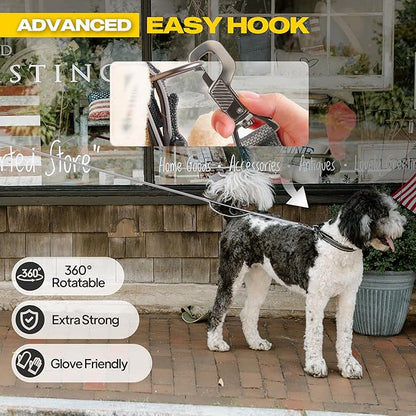 Fida 10ft Heavy Duty Dog Leash with 2 Comfortable Padded Handles, Traffic Handle & Advanced Easy Snap Hook, Reflective Walking Lead for Large, Medium & Small Breed Dogs, Grey