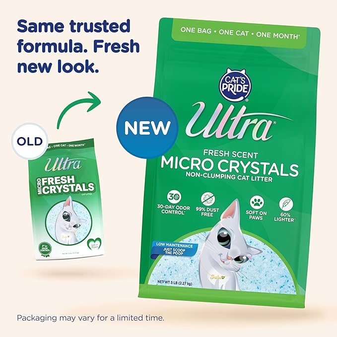Ultra Fresh Scented Micro Crystals Premium Cat Litter - 99.9% Dust Free, Soft on Paws - 15 Lbs. Total (3pk of 5 Lbs.)