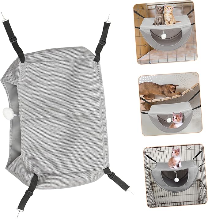 Cat Cage Hammock Breathable Hanging Bed for Cats Pets Mesh Design for Play Rest and to Machine Washable