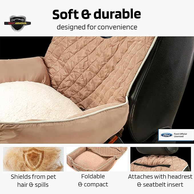 Seat Armour - PetBed2GO for Ford in TAN - Bed Cushion & Car Seat Cover - 26x20x6, 3.5 lbs