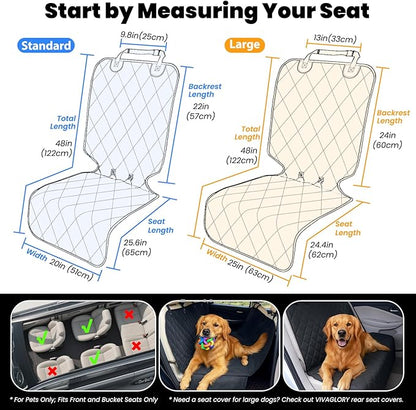 VIVAGLORY Dog Front Seat Cover Seatflex Car Seat Protector for Dog, Car Cover for Pet, Front Single Bucket Captain Chair Protector, Standard, Black, 2Pack