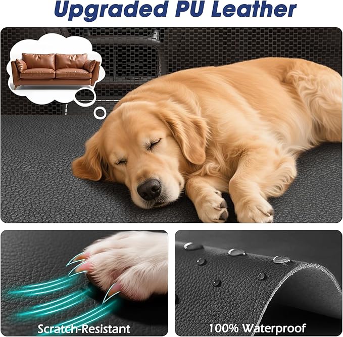 FURTIME XL Dog Car Seat, Upgraded PU Leather Back Seat Extender with Hard Bottom, Waterproof Pet Car Seat Cover for Large Medium Sized Dog, Pet Hammock for Cars, SUVs, Trucks