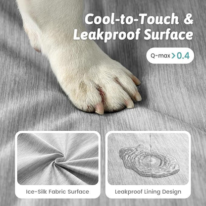 Cooling Dog Bed for Crate, Waterproof Dog Crate Mat with Removable Washable Cover, Orthopedic Egg Crate Foam Support, Small Dog Bed 24x16x3 Inch,Silver Grey