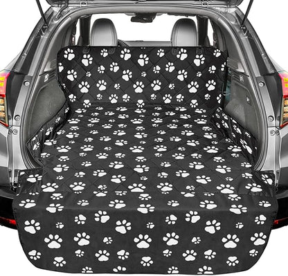 F-color SUV Cargo Liner for Dogs, Upgraded Extra Large Water Resistant Pet Cargo Cover Dog Seat Cover Mat for SUV Sedans Vans with Bumper Flap for Full-Size SUVs Vans, Paw Print
