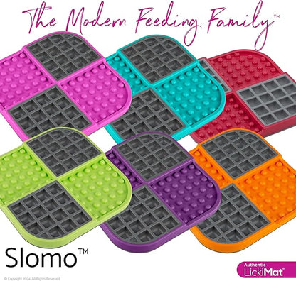 LickiMat Slomo, Dog Slow Feeders Lick Mat, Boredom Anxiety Reducer; Perfect for Food, Treats, Yogurt, or Peanut Butter. Fun Alternative to a Slow Feed Dog Bowl, Orange