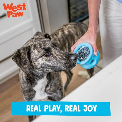 WEST PAW Zogoflex Toppl Interactive Treat Dispensing Puzzle Dog Toy for Mental Stimulation & Enrichment-Holds Kibble & Treats-Lickable, Freezable & Dishwasher Safe-Made in USA-XL-Tangerine