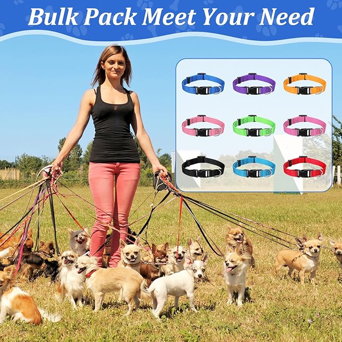 JIEYAO 27 Pcs Colorful Dog Collars for Small Medium Dog, Nylon Adjustable Puppy Collars with Quick Release Buckle 9 Colors Pet Collar Bulk for Walking Training