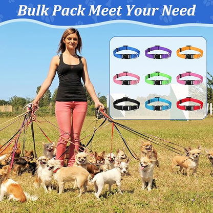 JIEYAO 27 Pcs Colorful Dog Collars for Small Medium Dog, Nylon Adjustable Puppy Collars with Quick Release Buckle 9 Colors Pet Collar Bulk for Walking Training