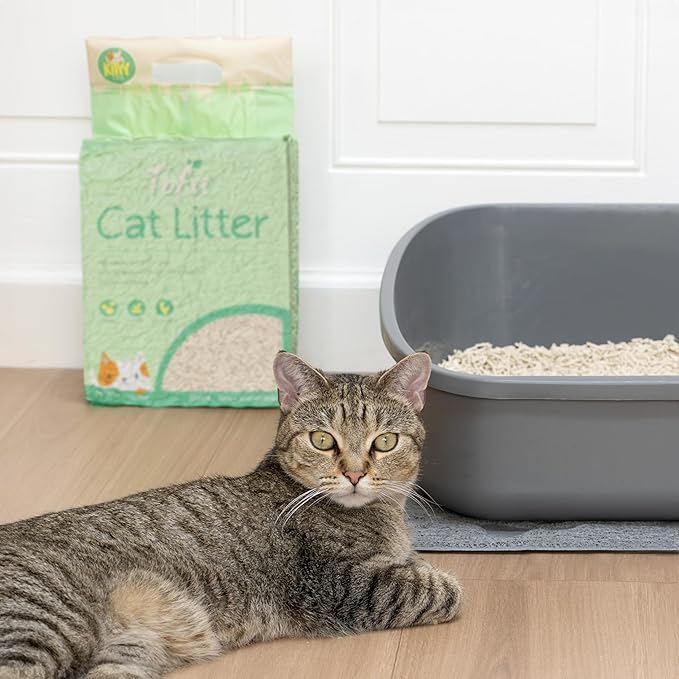 Kitty City Tofu Cat Litter, 100% Natural Plant-Based Formula, Fast Clumping, Low Dust, Flushable & Super Absorbent, Lightweight Cat Litter, 6 lb