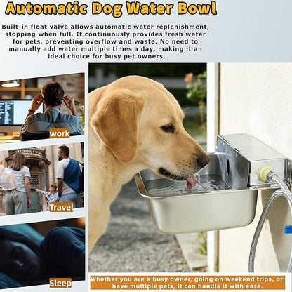 Stainless Steel Automatic Dog Water Bowl Large Capacity Wall-Mounted Pet Water Dispenser with Flip Cover Design,Suitable for Cats,Dogs,Chickens Ducks Other Poultry,Suitable for Indoor & Outdoor Use