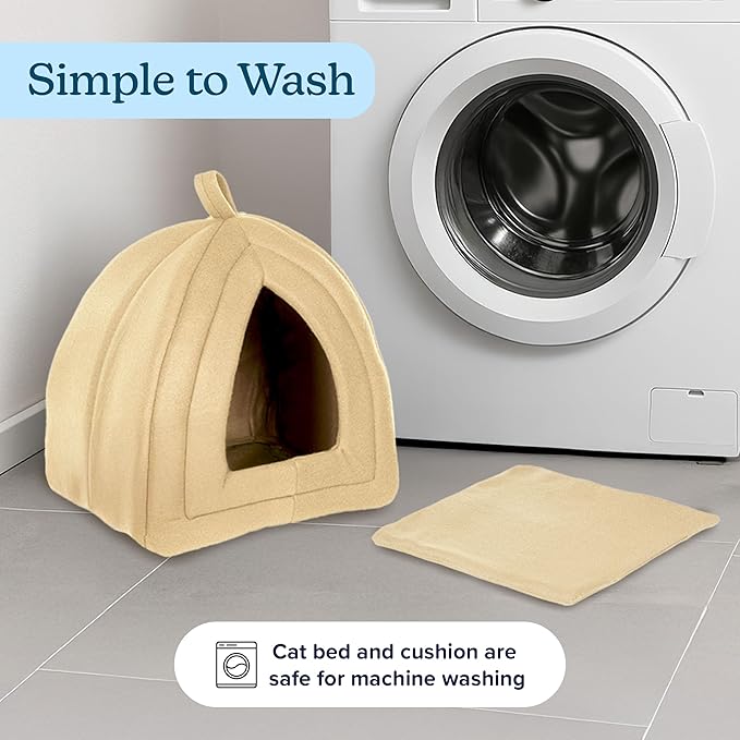 PETMAKER Indoor Cat House with Removable Foam Cushion for Cats, Kittens, Small Dogs & Small Pets, Plush Pet Bed Crate Tent Hideaway with Cozy Soft Interior, Small Animal Sleep & Rest Space
