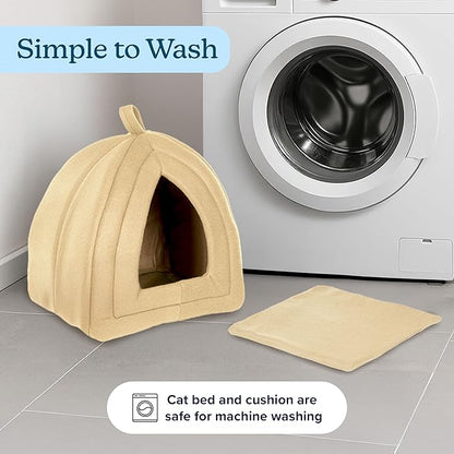 PETMAKER Indoor Cat House with Removable Foam Cushion for Cats, Kittens, Small Dogs & Small Pets, Plush Pet Bed Crate Tent Hideaway with Cozy Soft Interior, Small Animal Sleep & Rest Space