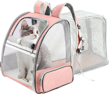 Texsens Innovative Traveler Bubble Backpack Pet Carriers for Cats and Dogs (Expandable-Pink)