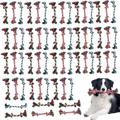 60 Pcs Multi-Color Knot Rope Dog Chew Toys - Bulk Puppy Tug-of-War Toys, Durable Chew Ropes for Small & Medium Dogs, Interactive Pet Play Accessories