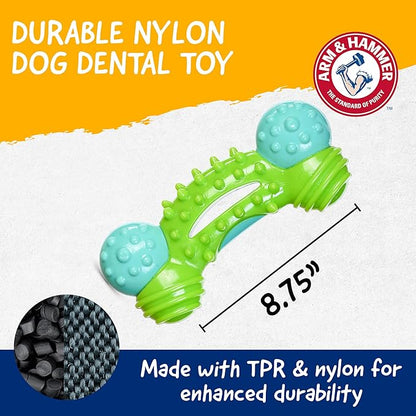 Arm & Hammer Nubbies Duality Bone, A Dental Chew Toy for Dogs - Nubby Pet Toy Cleans Teeth to Reduce Plaque & Tartar with Baking Soda, Green Apple Flavor Dog Bone for Moderate Chewers