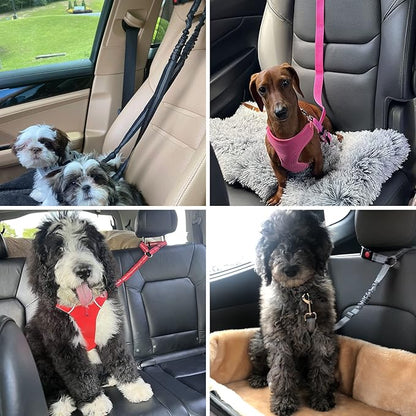 BWOGUE Pet Dog Cat Seat Belts, Car Headrest Restraint Adjustable Safety Leads Vehicle Seatbelt Harness (1 Pack, Blue, Elastic)