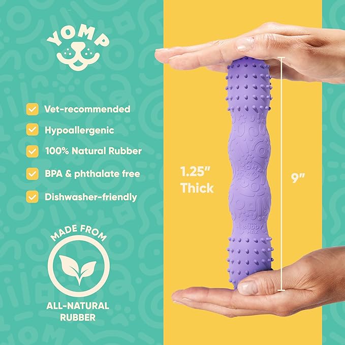 Yomp ToothBuddy MAX Dog Dental Chew Toy – Teething and Chewing Toy for Soft and Medium Chewers – Pet-Safe, Non-Toxic, All-Natural Rubber Dog Bone Toy