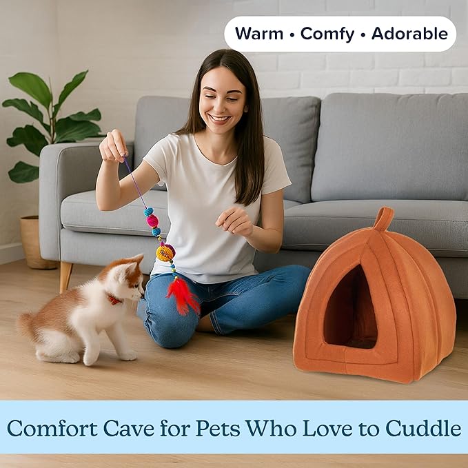PETMAKER Indoor Cat House with Removable Foam Cushion for Cats, Kittens, Small Dogs & Small Pets, Plush Pet Bed Crate Tent Hideaway with Cozy Soft Interior, Small Animal Sleep & Rest Space