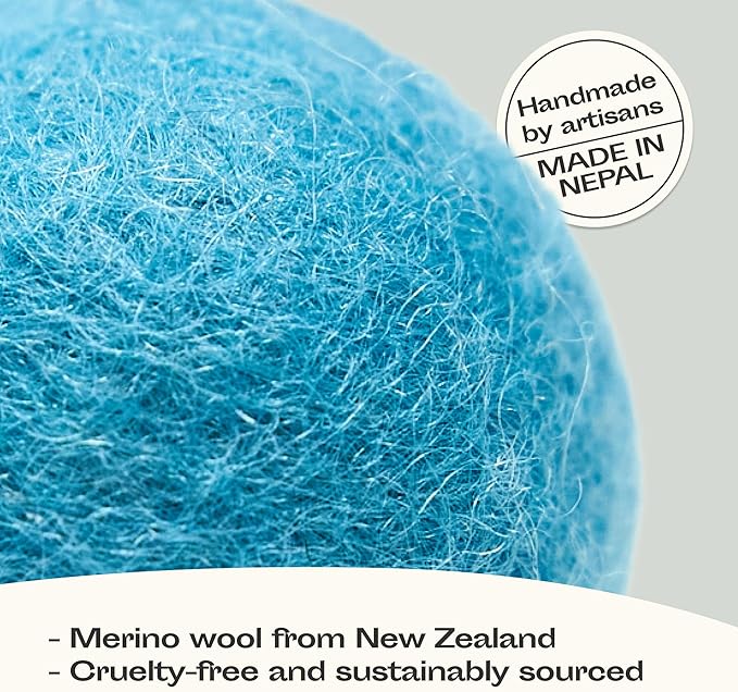 MEOWFIA Wool Ball Toys - 6-Pack of Safe for Cats and Small Dogs Balls - 1.5 Inch Felted Wool Cat Toy and Dog Toy - Perfect with Cat Cave - Silent - Mini Tennis Balls - (1,5in/Aquamarine)