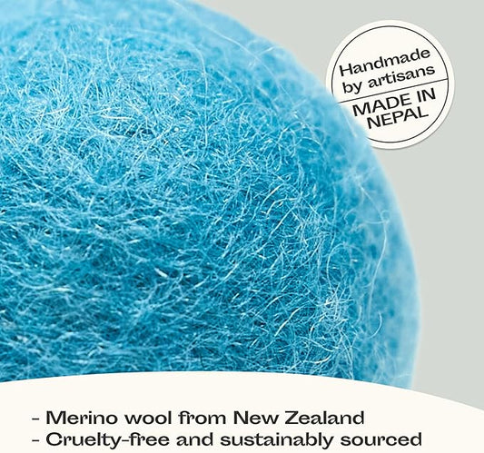 MEOWFIA Wool Ball Toys - 6-Pack of Safe for Cats and Small Dogs Balls - 1.5 Inch Felted Wool Cat Toy and Dog Toy - Perfect with Cat Cave - Silent - Mini Tennis Balls - (1,5in/Aquamarine)