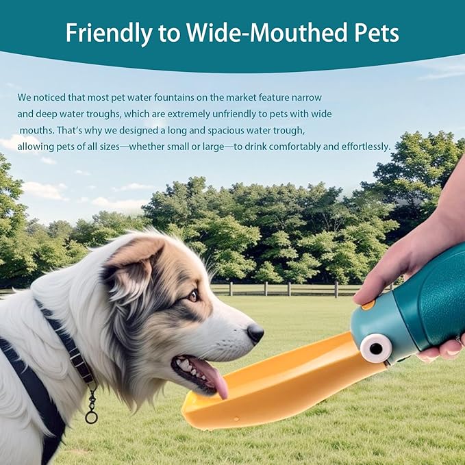 Dog Water Bottle Portable,Puppy Travel Water Bowl,Dog Water Bottle Dispenser for Walking,Puppy Essentials,One-Touch Water Dispensing & Retraction,Thick Body,Shockproof & Durable (Green, 480ml/16oz)