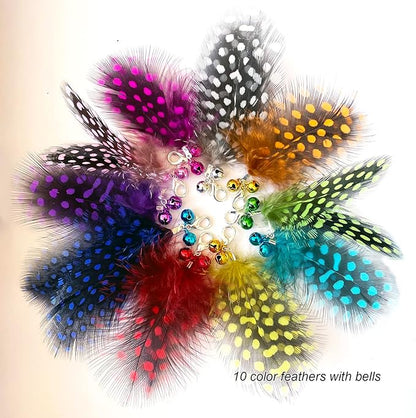 AcceLeah Cat Wand Toys - Interactive Feather Toy with 10 Replacements, Ideal for Indoor Cats & Kittens