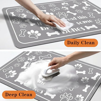 Pet Feeding Mat for Floors Waterproof Dog Mat for Food and Water Absorbent Quick Dry Non Slip mat for Cat Bowls
