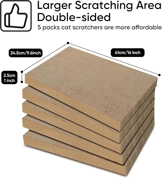 AGYM Cat Scratcher, 5 Packs in 1 Cardboard Box Cat Scratching Pad for Indoor Cats and Kitten, Cat Scratch Pad to Protect Furniture, Large Size
