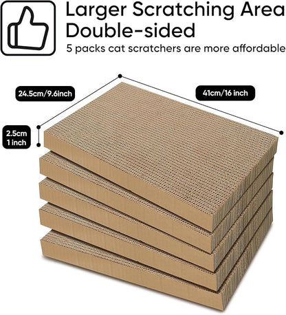 AGYM Cat Scratcher, 5 Packs in 1 Cardboard Box Cat Scratching Pad for Indoor Cats and Kitten, Cat Scratch Pad to Protect Furniture, Large Size