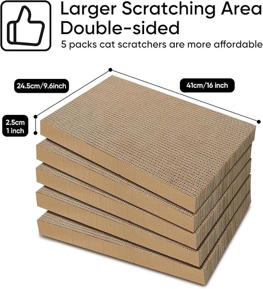 AGYM Cat Scratcher, 5 Packs in 1 Cardboard Box Cat Scratching Pad for Indoor Cats and Kitten, Cat Scratch Pad to Protect Furniture, Large Size