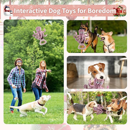 Squeaky Dog Toys, Octopus Dog Toy Interactive Tug of War Puppy Toy to Keep Them Busy(Purple)