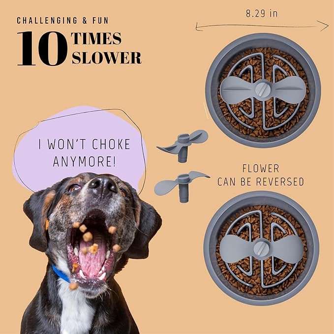 AVERYDAY Slow Feeder Dog Bowls for Large Breed, 2.5 Cups Deep Food Puzzle Bowl with Spinning Slow Feeder Insert, Non-Slip Bottom, Fits for Raised Stand, Hard Maze Design for Medium and Large Dogs