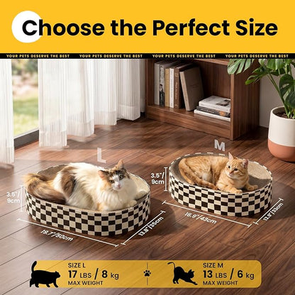 2 Pack Oval Cat Scratcher Bowl, Curved Cardboard Scratching Pad Bed for Indoor Kittens, Mess-Free Enclosed Lounge Nest, Furniture Protector, Medium