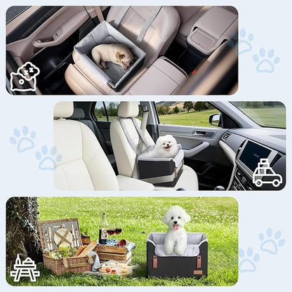 Akinerri Dog Car Seat for Small Dogs, Puppy Seat with Memory Foam Cushion and Safety Buckles, Pet Booster Car Seats for Front and Back Seat, Black