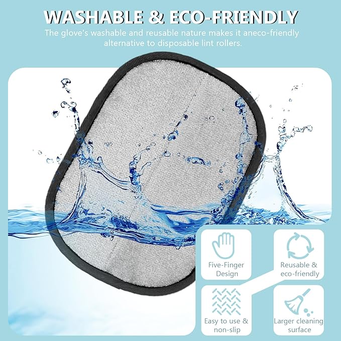 Pet Hair Glove for Cats & Dogs,Newly Upgraded Five-Finger Electrostatic Reusable Magic Brush,Pet Hair Remover Glove for Laundry for Pet Hair Remover Tool on Carpet,Clothing,Couch,Car Seat