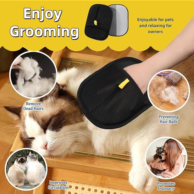 2PCS Pet Hair Removal Glove, Reusable Grooming Gloves for Pet Hair, Washable Cat & Dog Hair Remover for Couch, Furniture, Clothing, Carpet, Car Seats, Bed Sheet