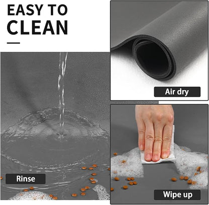 Dog Food Mat - Absorbent Cat Mat for Food and Water, No Stains Pet Feeding Bowl Mat, Easy to Clean Pet Placemats, Quick Dry Dog Water Dispenser Mat for Messy Drinkers | Dark Grey 16"x 24"