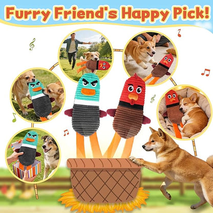 Dog Toys for Aggressive Chewers, 2 Pack No Stuffing Squeaky Dog Toys to Keep Them Busy, Interactive Puppy Toys with Crinkle and Holds a Bottle
