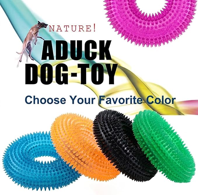 ADUCK Dog Squeaky Chew Toys for Aggressive Chewers, Small Medium Large Dogs Teeth Cleaning Soft Natural Rubber Float Toy for Indoor Outdoor Water Pool, Donut Ring Design 4.92 inch, Crystal Purple