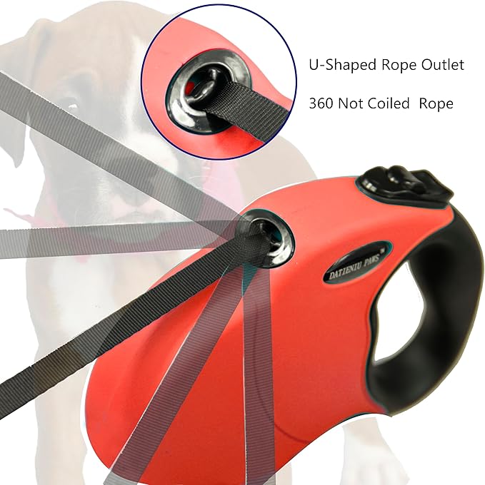 Retractable Dog Leash Hands-Free Adjustable Length 13ft with Safety Lock Durable Nylon Belt for Small Medium Large Dogs Easy Walk Training Portable Dog Leash Red S