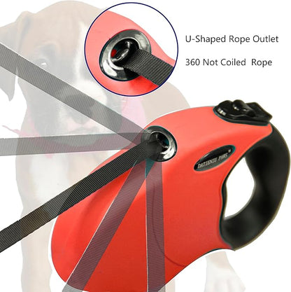Retractable Dog Leash Hands-Free Adjustable Length 13ft with Safety Lock Durable Nylon Belt for Small Medium Large Dogs Easy Walk Training Portable Dog Leash Red S