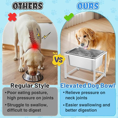 3 Gallons Large Elevated Dog Water Bowl - 11.5'' H Sturdy Stainless Steel Raised Dog Bowl with Stand for Extra Large Dogs Relief Joint Pressure, Easy to Clean Assemble for Indoor Outdoor