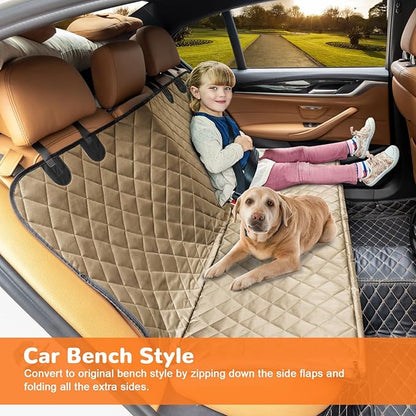 URPOWER Dog Car Seat Cover for Pets 100% Waterproof Seat Cover Hammock 600D Heavy Duty Scratch Proof Nonslip Durable Soft Back Seat Covers for Full Size Trucks