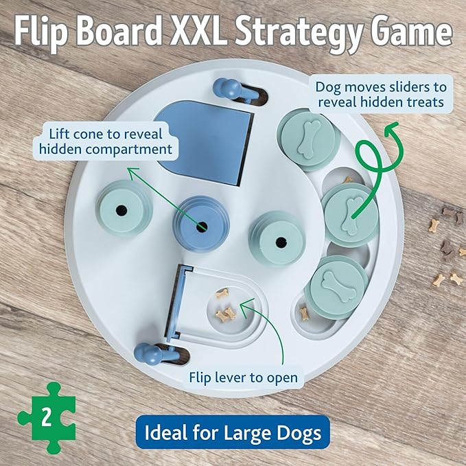 Trixie Flip Board XXL Dog Enrichment Toy, Intermediate Level 2 Dog Puzzle, Interactive Treat Game for Large Dogs