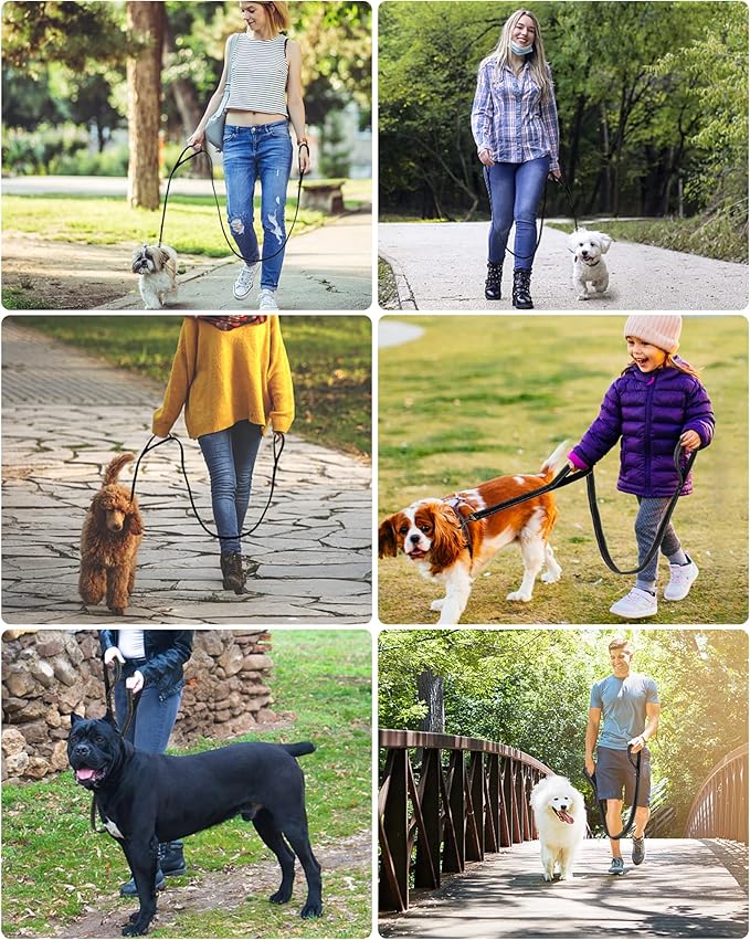 Dog Leash, Heavy Duty Dog Leash, Leashes for Large Breed Dogs .5FT.6FT, Double Handle Dog Leash, Reflective Training Lead, Perfect for Medium to Large Dogs(5FT, Pink)